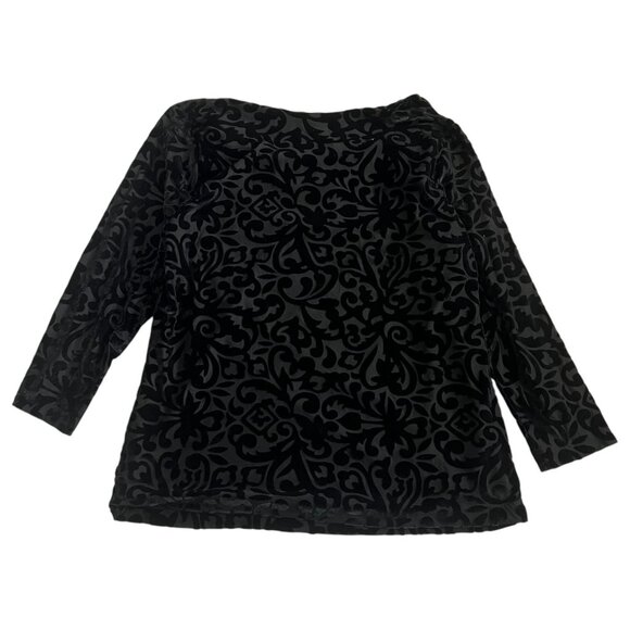 Jones New York Velvet Burnout Draped Neck Black‎ Plus Size 1X Whimsygoth Witchy - Picture 4 of 11